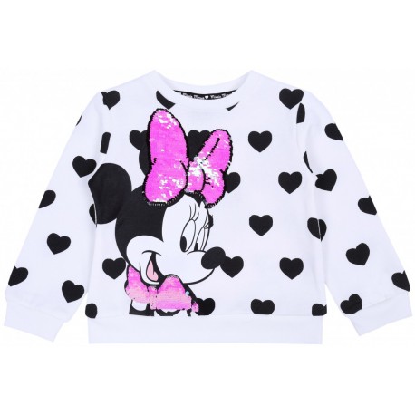 Biało-czarna bluza w serca, z cekinami Myszka Minnie Disney