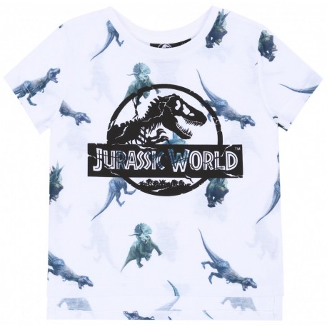 Biala dziecięca koszulka w dinozaury Park Jurajski