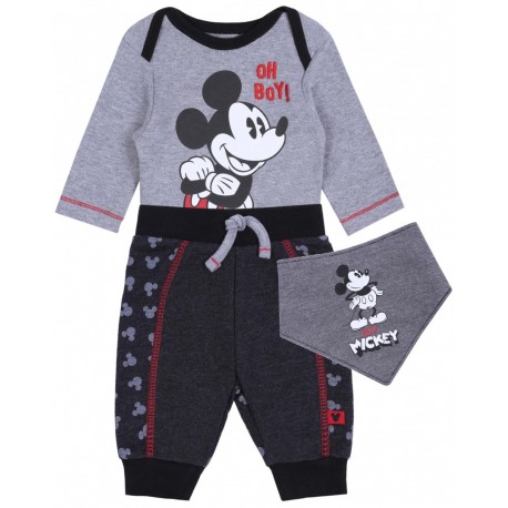 Ciemnoszare body + spodnie + śliniak Myszka Mickey Disney