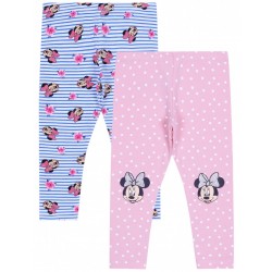 2x Kolorowe legginsy w paski, kropki Myszka Minnie Disney