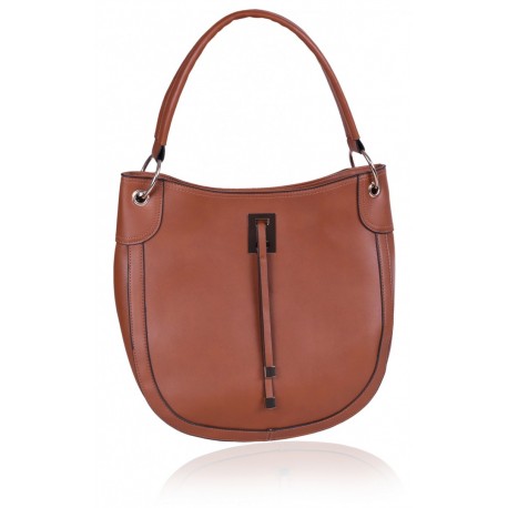 Brown, Semicircular, Faux Leather Handbag For Ladies