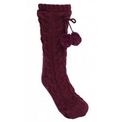 Women's burgundy, thick anti-slip socks - 37-42