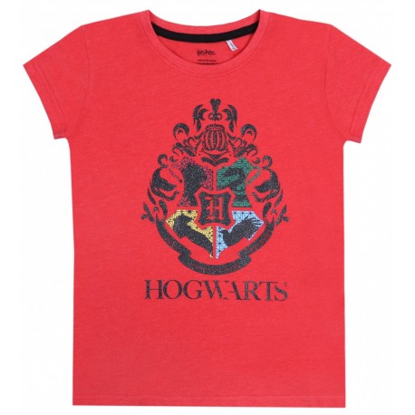 Koralowa koszulka chłopięca z herbem Hogwartu Harry Potter