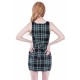  Black/Green Checked Sleeveless Short Mini Dress For Ladies John Zack