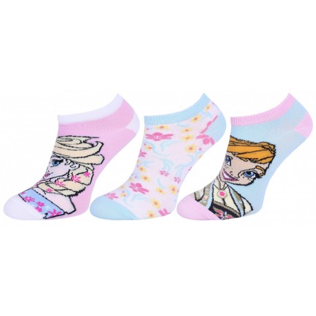 3x chaussettes / socquettes colorées - Elsa et Anna, La Reine des neiges Frozen DISNEY
