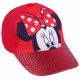 Czerwona czapka dziewczęca z brokatowym daszkiem Myszka Minnie Disney
