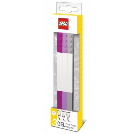 3x Długopis żelowy (fioletowy, różowy, szary) LEGO