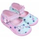 Pink-pfefferminzfarbige Mädchenschuhe, Pantoffeln mit Schmetterlinge, Klettverschluss LILA DRUK