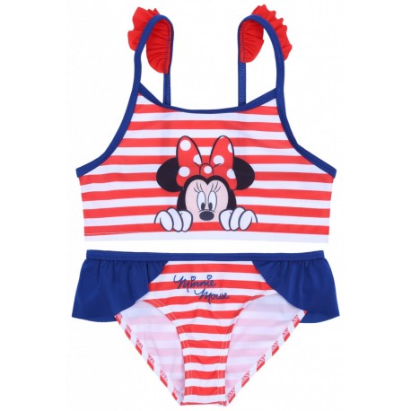 Weiß-roter, zweiteiliger Badeanzug , gestreift, Minnie Mouse Disney