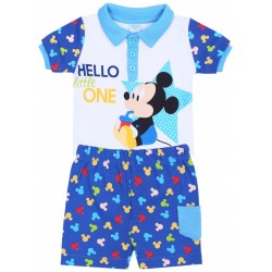 Biało-niebieski komplet niemowlęcy,koszulka polo+spodenki Myszka Mickey Disney