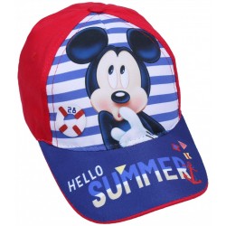 Czerwona, chłopięca czapka z daszkiem w paski Myszka Mickey Disney