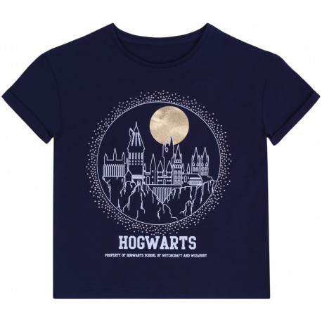 Granatowa,dziewczęca koszulka HOGWARTS