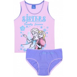 Pink and purple girls' underwear set undershirt+pants Anna and Elsa sisters Frozen