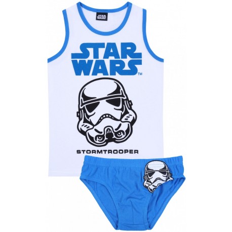 Weißes Unterhemd +blaue Unterhose, Unterwäsche-Set STAR WARS Disney