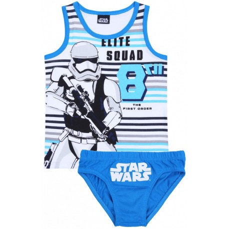 Weißes gestreiftes Unterhemd+blaue Unterhose, Set für Jungen STAR WARS Disney