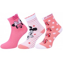 3x pink-weiß-aprikosenfarbige Socken für Mädchen Minnie Mouse