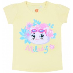 Girls' Yellow T-shirt - Kitten Milady Design