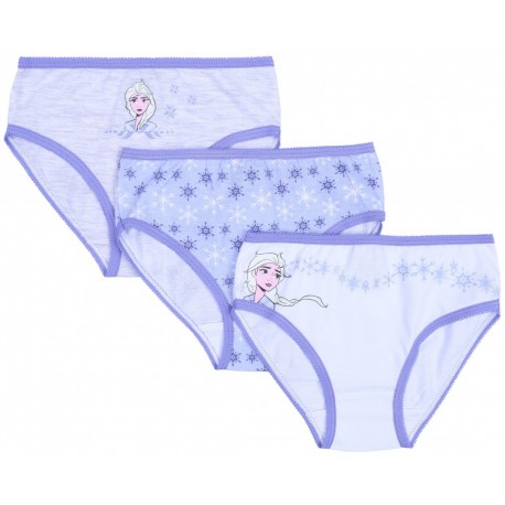3x Frozen Elsa Girl Cotton Purple White Briefs Underwear - Sarcia