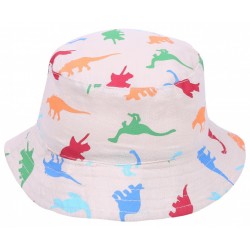 Beżowy kapelusz chłopięcy w dinozaury
