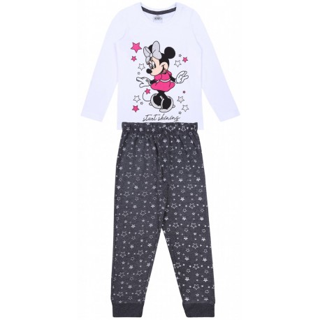 Weiß-graues Mädchen-Pyjama mit langen Ärmeln Minnie Mouse Disney