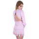 Light Pink Tiered Detail Long Sleeve Cut Out Back Mini Dress