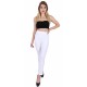 White High Waisted Side Split Trousers