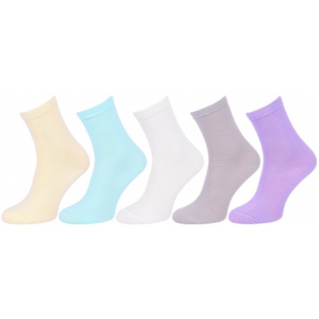 5x Women Plain Long Mulicolour Socks