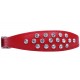 Collar de cuero, rojo con cristales Exclusive- 40 cm