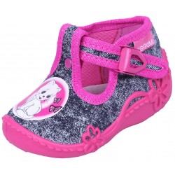 Chaussures pour fille de couleurs rose et grise avec une impression d'un chatFIFI