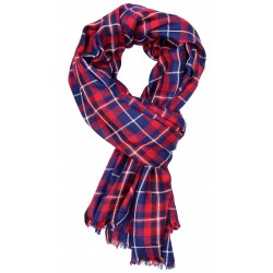 Red-Navy Blue Checkered Pattern Scarf