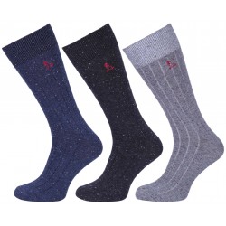Men Long Warm Grey Navy Socks, 3 pairs