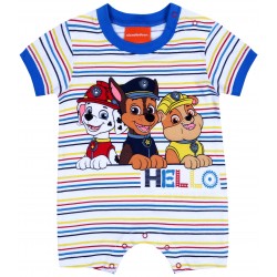 Boys's White Romper With Colourful Stripes Paw Patrol