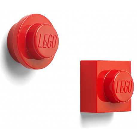 Zestaw dwóch magnesów w kolorze czerwonym w kształcie klocków LEGO