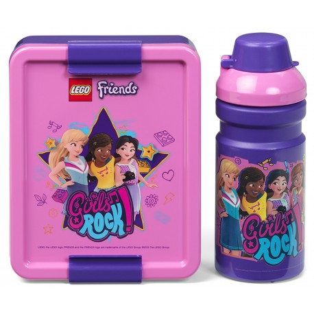 Pink-lila Set Lunch-Box und Trinkflasche 390ml. Friends LEGO