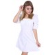 White summer dress with puff sleeves
