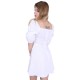Biała, letnia sukienka z bufiastymi rękawami Parisian