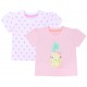 Ensemble de deux t-shirts pour bébé: une blanche à pois roses, et une rose avec une impression d&#039;un ananas
