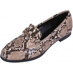 Snake Pattern Moccasins With Gold Buckle, Eco Leather VICES