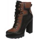 Dark Brown&amp;Black Suede Boots On Heel, Tied With Laces VICES