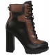 Dark Brown&amp;Black Suede Boots On Heel, Tied With Laces VICES