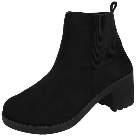 Slide On Black Suede Boots On A Low Heel VICES