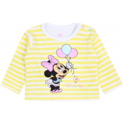 Żółta niemowlęca bluzeczka z długim rękawem w paski Minnie Disney