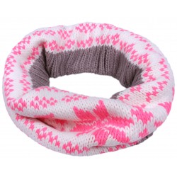 Cream tube scarf with neon pink elements
