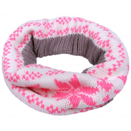 Bufanda cálida redonda, rosa-crema