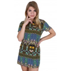 ASOS Kolorowa sukienka mini szyfon - wzór aztek