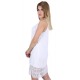 White Shift Mini Dress, Lace Detail, Sleeveless by John Zack