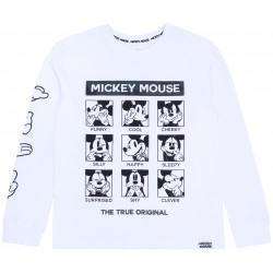 Maglietta bianca con maniche lunghe Topolino Mickey.