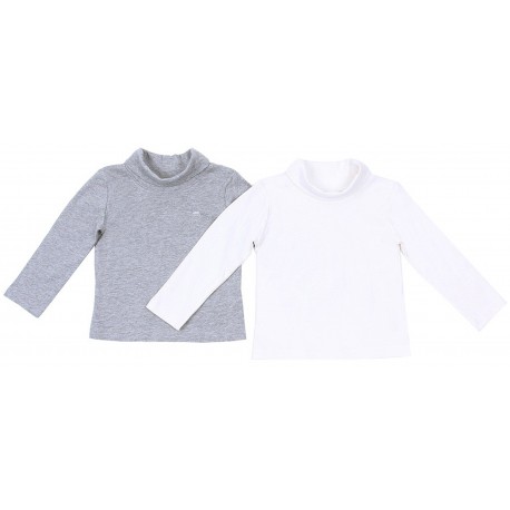 2-pack Cotton Turtle Neck Grey&White Top YOUNG DIMENSION