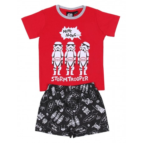 Red Top & Black Shorts Pyjama Set For Boys STAR WARS