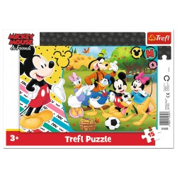 Puzzle ramkowe, 15 elementów kolorowy obrazek z Myszką Miki na wsi TREFL